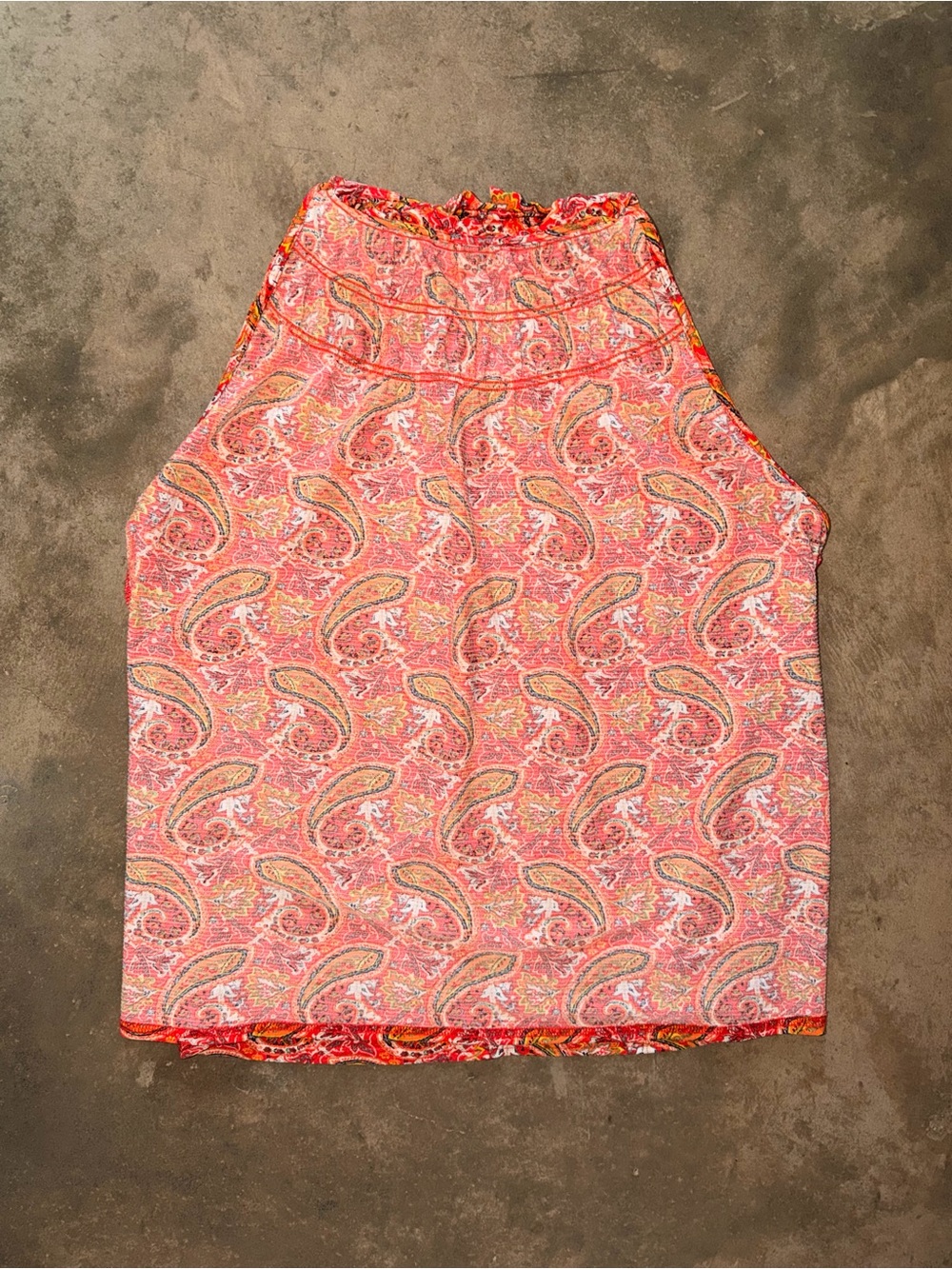 MELLODAY Red Paisley High Neck Sleeveless Blouse Tank Top M - Picture 8 of 12